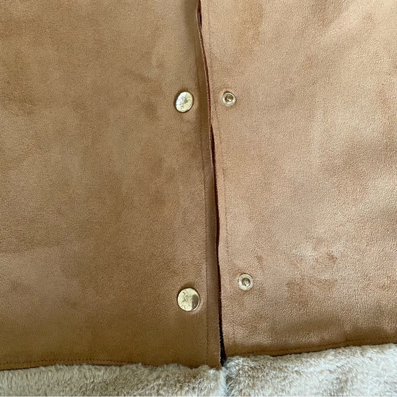 Zara Faux Suede Long Jacket Coat Brown - Picture 7 of 9